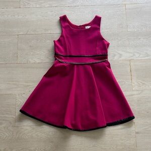 Charming Magenta Kids Dress with Black Accents